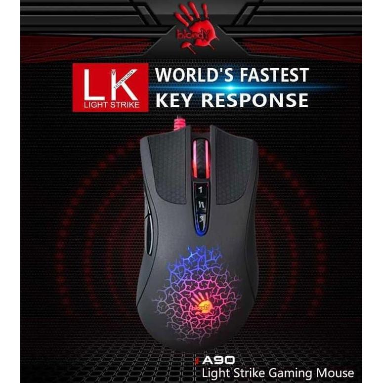 BLOODY A90 GAMING MOUSE - Activated Ultra Core 3+4 w/ Metal Feet Terlaris