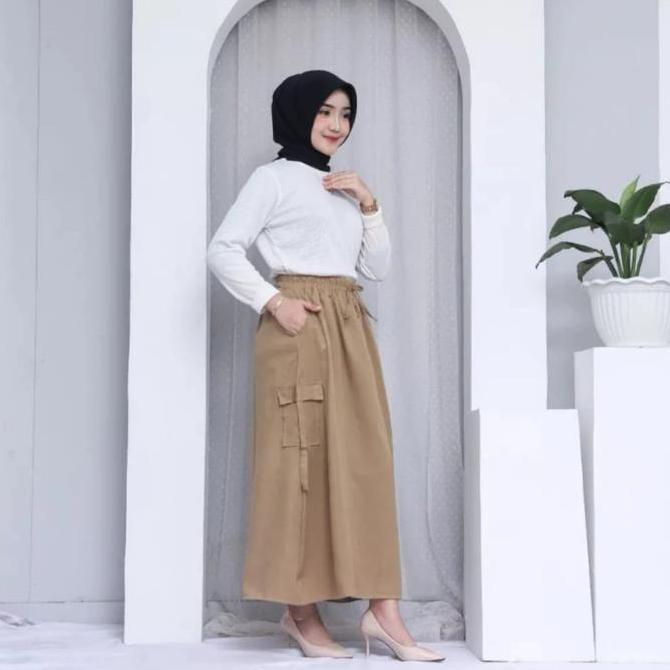 ROK CARGO PANJANG WANITA STANDAR JUMBO KOREAN SYTLE / MAXY DRESS KEKINIAN Muslim Dewasa