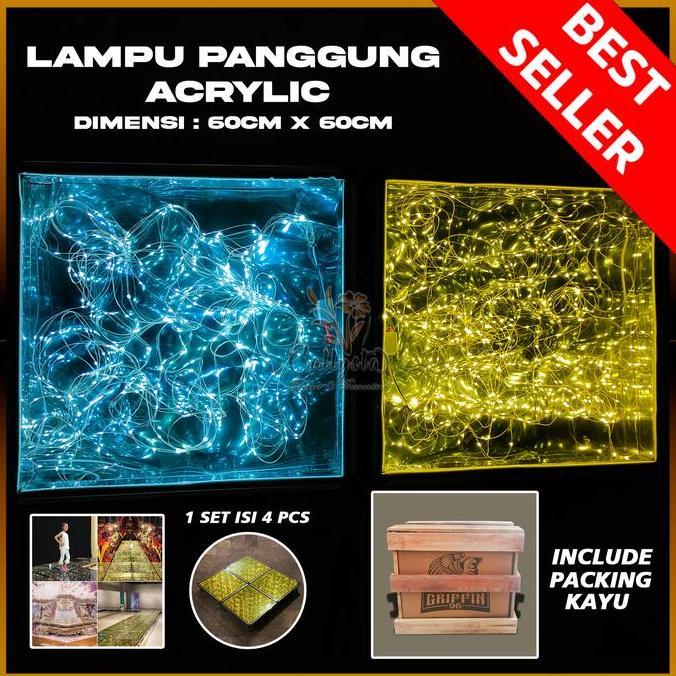 sswwgudang - lampu panggung kaca 1 set isi 4 pcs akrilik include packing kayu | stage lighting led s