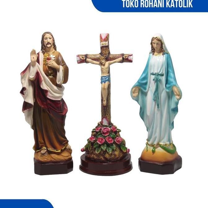 PATUNG BUNDA MARIA DAN YESUS 1 SET (PAKET KLASIK) / SET DOA KATOLIK / PAKET DOA ROSARIO / SALIB DUDU