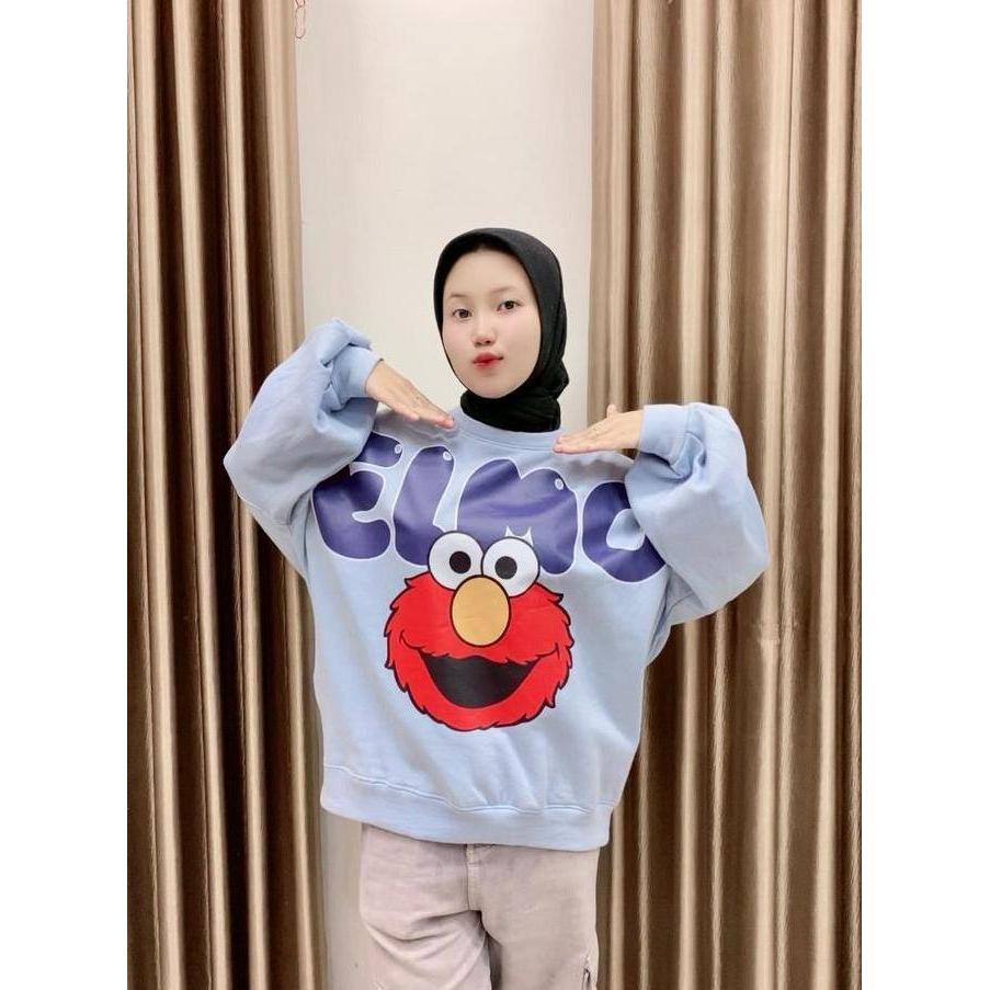 Momi- Crewneck Oversize Gemoy - Sweetshirt - Hoodie Oversize - Hoodie Halfzip Crop Wanita