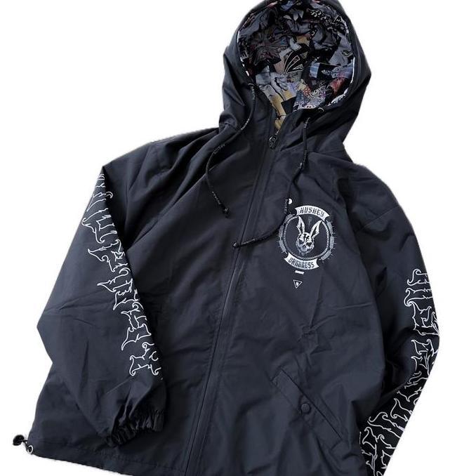 Huskey Clothing - jaket parasut - icon rabbit blk - huskey bali Kece Keren Pria Sablon Zipper