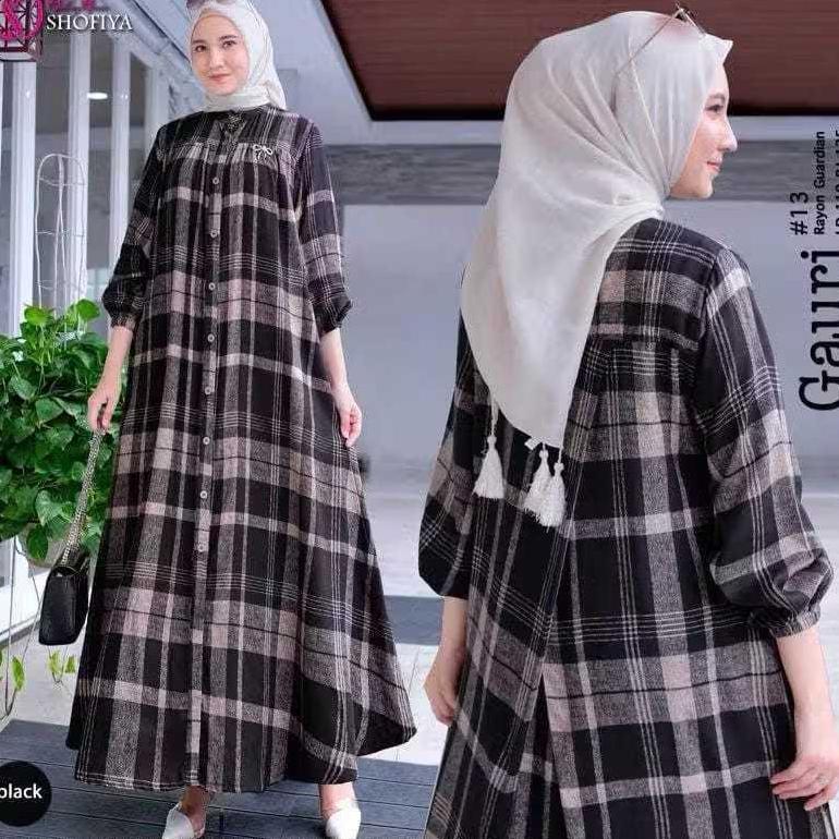 DISKON GAMIS GAURI MOTIF KOTAK BAHAN RAYON DIAMOND // GAMIS RAYON TERBARU // GAMIS JUMBO