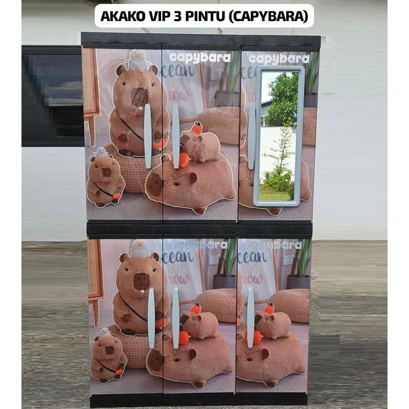Akako Lemari Pakaian Baju Plastik Lp3P Jumbo Besar Akako Elite 3 Pintu Gantung Kaca Cermin