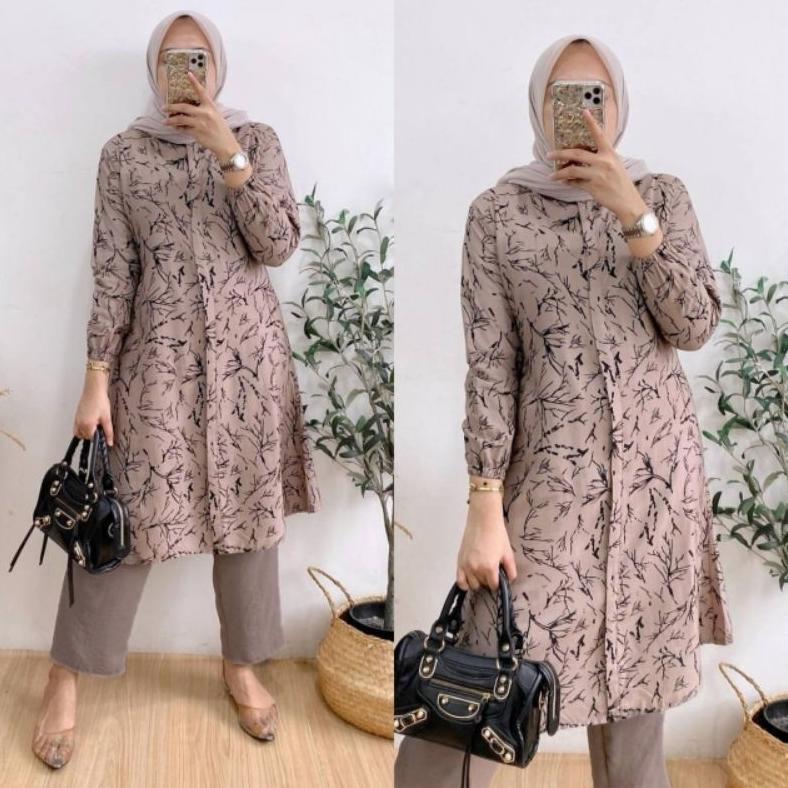 Murah Laveta Set Tunik Kantor Premium Set Tunik Wanita Muslimah Kain Rayon Diamond Mix Crinkle Busui