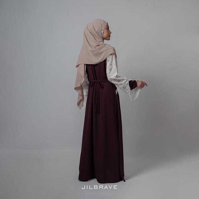 Jilbrave Risya Dress Gamis Baju Feminine Kombinasi Motif Bunga Elegant Chic Look Muslim Syari Mewah 
