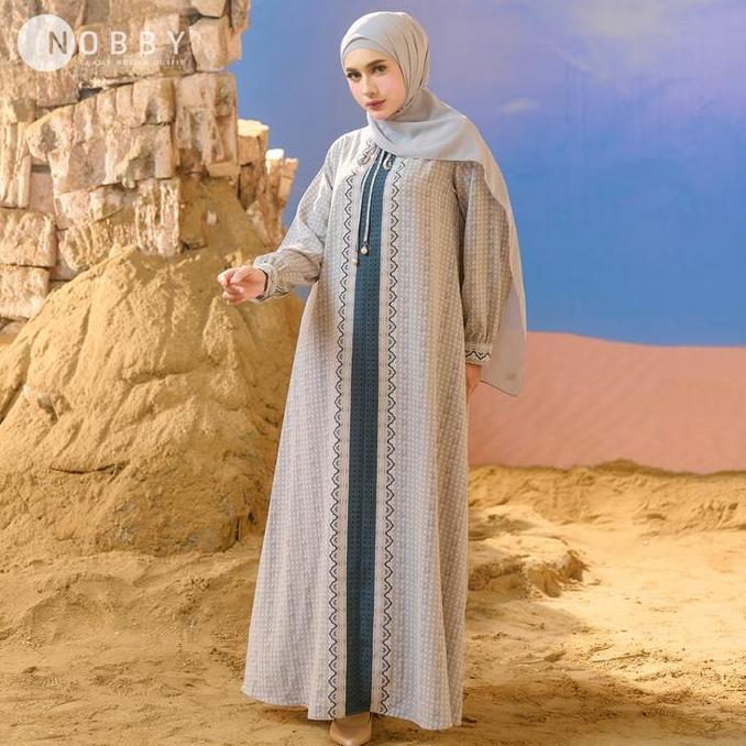 Nobby Draswari Dress Gamis Formal Muslim Wanita Bahan Woolpeach Ultimate Busui Friendly