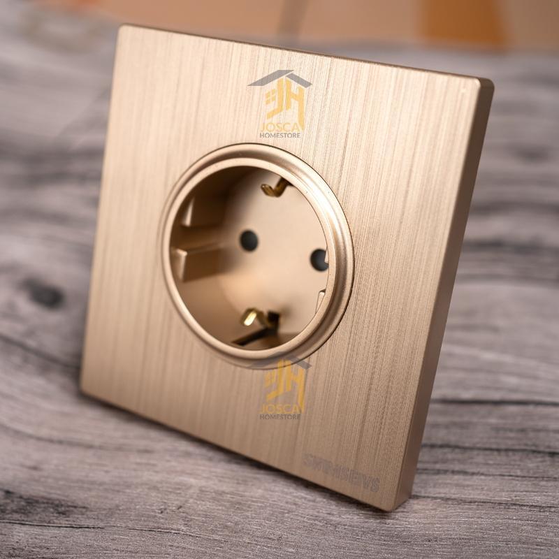 Stop Kontak Tanam Dinding/ Stop Kontak 2 Lubang/ Emas, Abu, Putih, Hitam Glossy