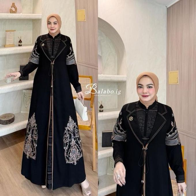 Gamis Valala Jetblack Bordir Mix Hikmat