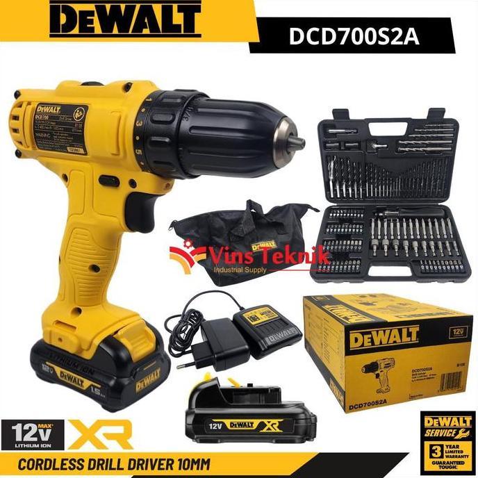 Spesial Dewalt Dcd700S2A Mesin Bor Besi Kayu Baterai Cordless Drill Driver 12V With Drill Bit Kit Se