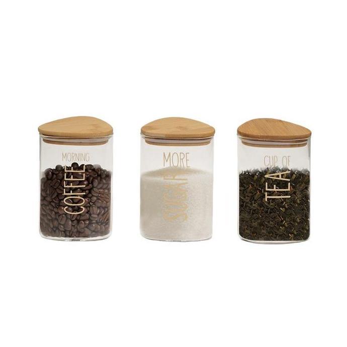 Promo Informa Set 3 Pcs Kanaya Stoples Kaca Toples Kopi Toples Gula Teh Tempat Bumbu Dapur Wadah Kop