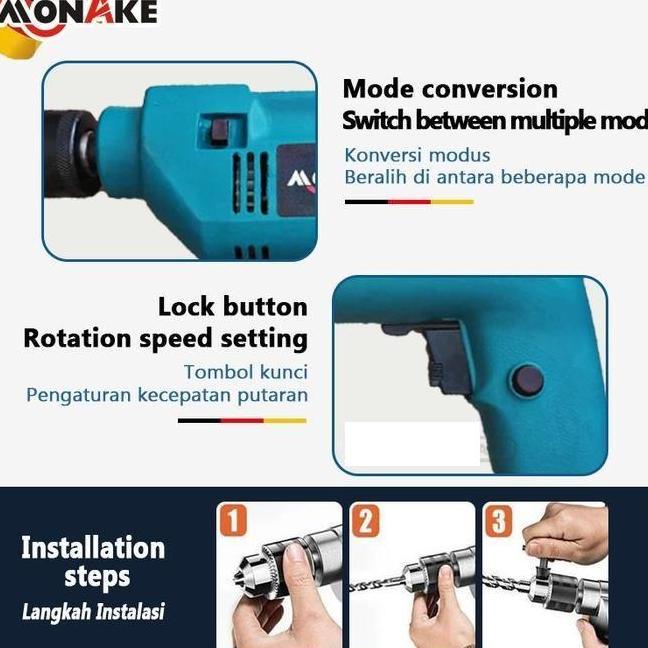 Mesin bor besi kayu beton 13mm dan 10mm bor listrik alat bor listrik READY