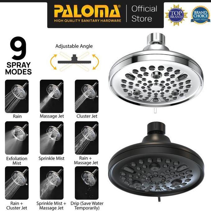 dmk.concept - paloma rsp 191 rainshower mandi rain shower kepala head shower sower 9 mode abs chrome