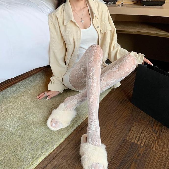 Kaoskaki Stocking Hitam Putih Jaring-Jaring / PANTYHOSE LOVE Jala Stocking Jaring Transparan Sexy Lo