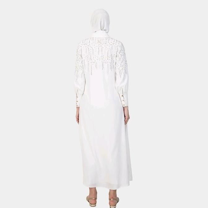 Murah Hikmat Abaya Original Kode A1158 Warna White dengan Scarf - Model Muslimah Terbaru - Dress, Ba