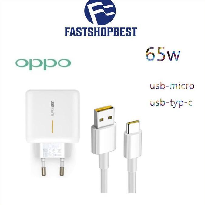 DF51 >> Charger Oppo 65W Reno7 Pro SUPER VOOC Micro USB & Type C Fast Charging