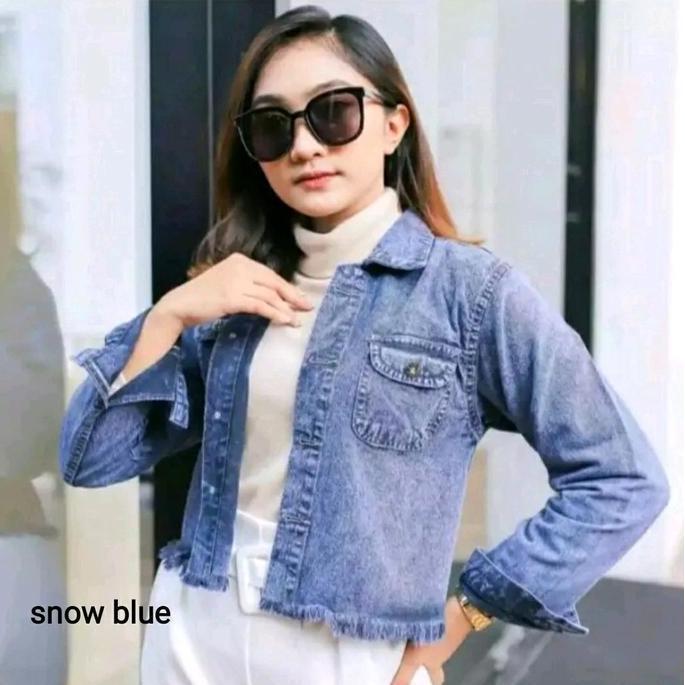 Willply Jaket Jeans Crop Rumbai/Outfit Wanita Jaket Jeans Ld 110 Denim Grey Kancing