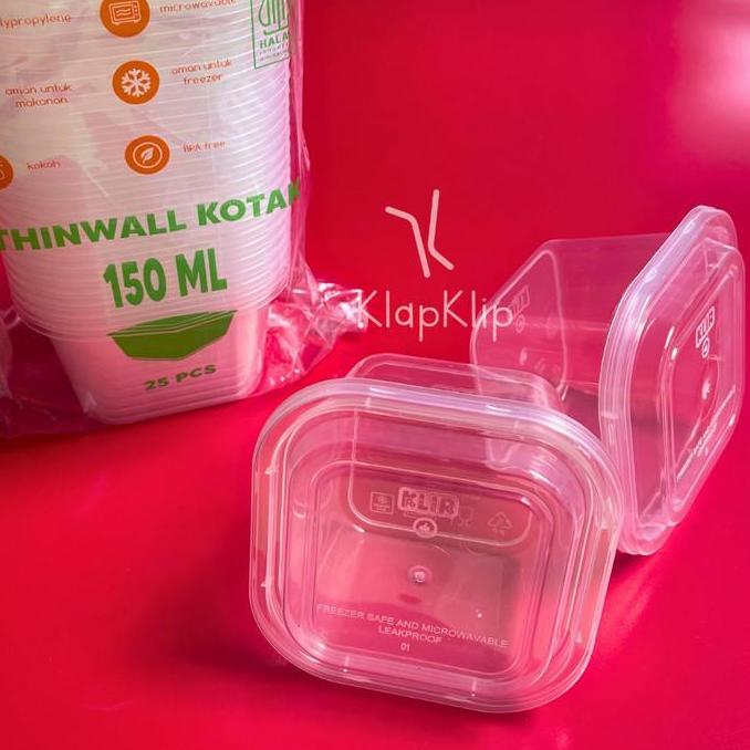 1pack 25set Thinwall Square 150ml KLIR Kotak 150 ml KLIR - Kotak Puding Kecil ukuran 150ml - Tempat 