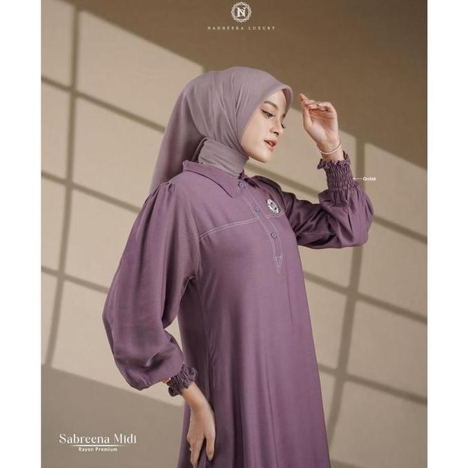 Murah [BISA COD] SABREENA DRESS MIDI NADHEERA LUXURY POLOS RAYON PREMIUM SIMPLE NADEERA SABRINA GAMI