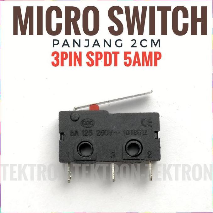 Terbaru (1) Micro Switch 3pin SPDT 5Amp 2cm minus Roda 3p 5A limit pintu jendela tek70n Segera Dapat