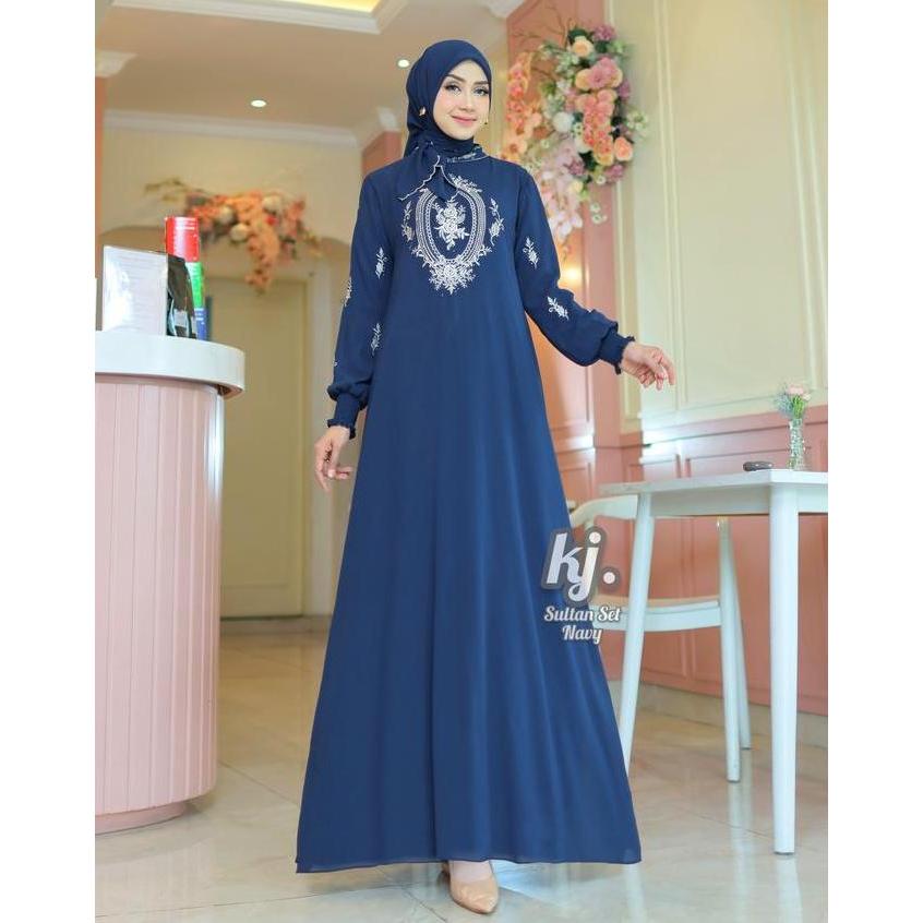 Murah Gamis Dewasa Sultan Set Hijab Bordir Payet Mewah Bahan Ceruty Babydoll Premium Lengan Balon un