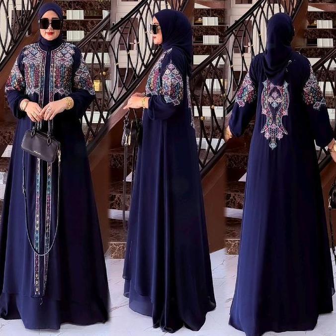 Murah Zifa Fashion || Cod || Safana Dress Set Hijab || Gamis Set Cruty Bordir Aksen Payet Tabur Mewa