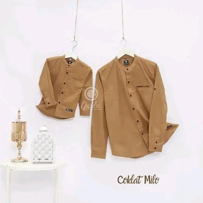 Qurlu - Kemeja Koko Dewasa/Anak warna COKLAT MILO (Bisa couple ayah anak) (TERBAIK) (TERBARU) (TERMU