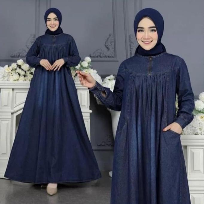 Murah BEST SELLER//Bisa cod // gamis jeans kekinian 2026 //gamis jeans terlaris 2026 // gamis jeans 