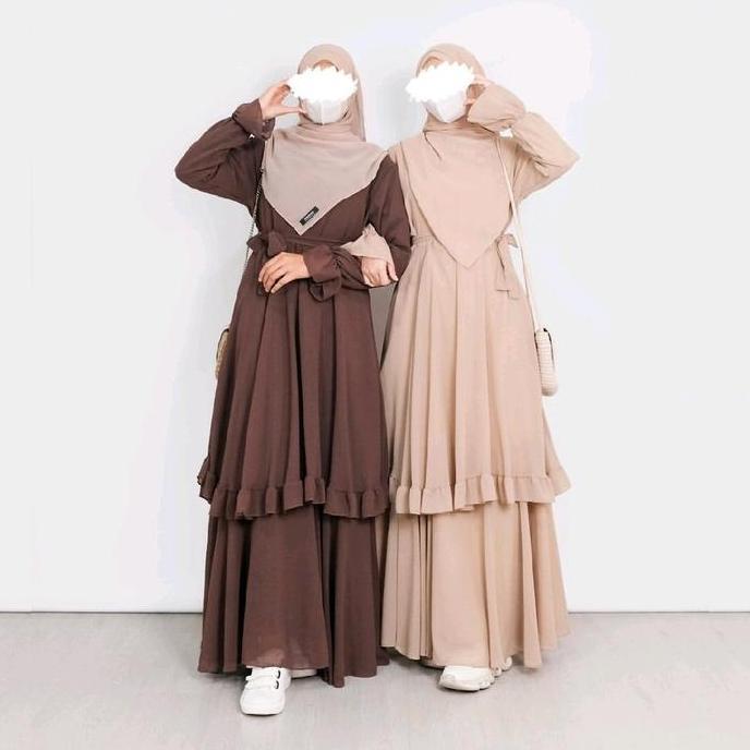Termurah / Hot Sale Gamis Malaysia Model Terbaru Kekinian Gamis Muslim Melayu Polos Bahan Cerutty Ba