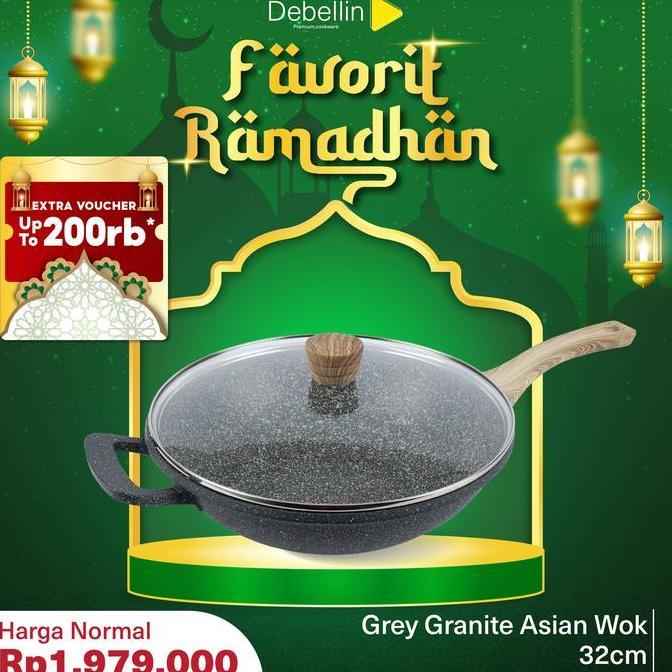 DEBELLIN Grey Granite Wok Pan 32 cm
