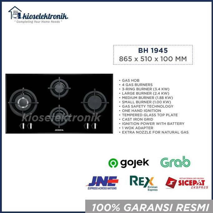 Modena BH 1945 - Kompor Modena 4 Tungku BH1945 Crista - Kompor Tanam