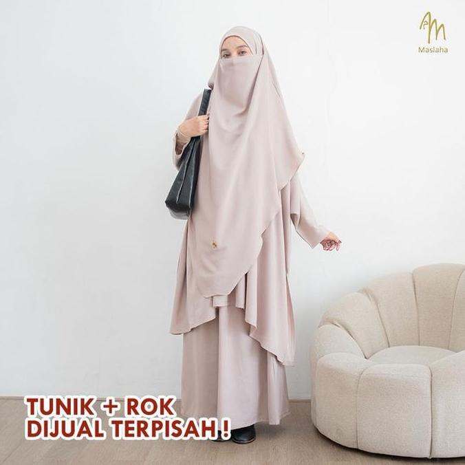 Maslaha Niqab | (ZHAFIRA SERIES) - Zhafira Long French Khimar | Long FK Instant Umroh Shamira Stretc