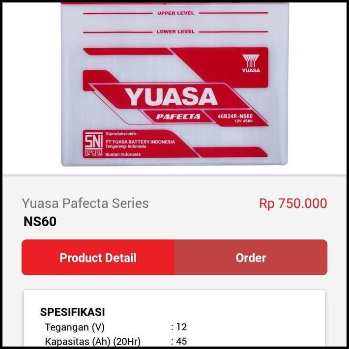 DISKON AKI ACCU YUASA NS60 12V 45AH 