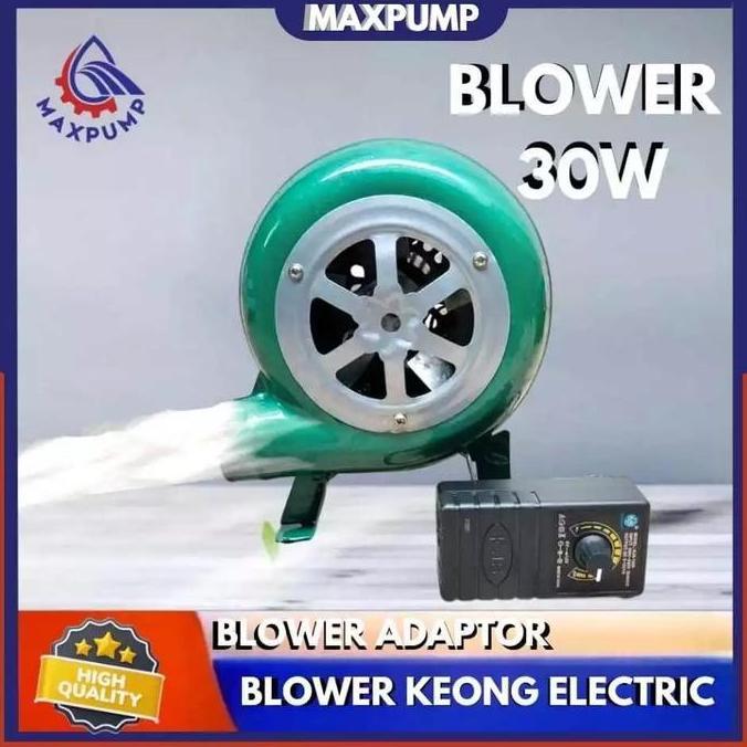 MAXPUMP Mesin Blower Keong Duduk 30 watt + Adaptor Blower Elektrik Electric Mini BBQ 1 Set Blower DC