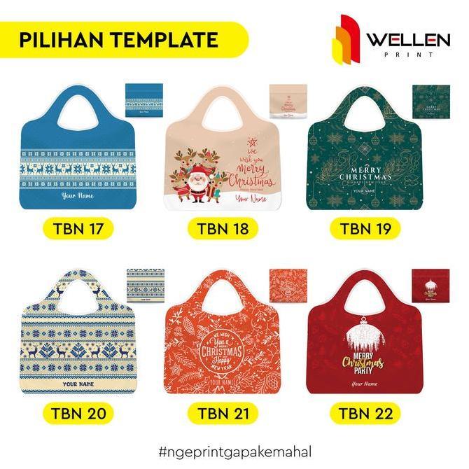WELLEN PRINT - Cetak Tas Belanja Lipat Besar Christmas Custom / Print Foldable Shopping Bag Kantong 