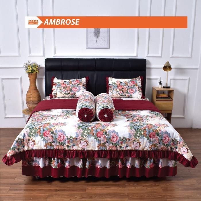 Soraya Bedsheet Bedcover Rimple Katun Gold Motif Bunga Ukuran 180x200x30cm