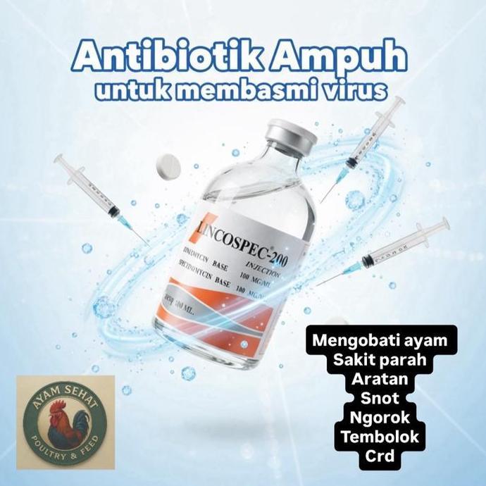 LINCOSPEC 200 (100 ML) - Obat Antibiotik Ampuh untuk Hewan Ternak dan Ayam Mengobati Penyakit Infeks