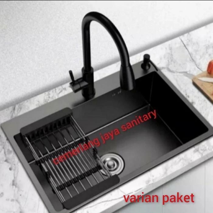 Paket Komplit Kitchen Sink Stainless JKM 6045 Hitam Zink JKM 6045