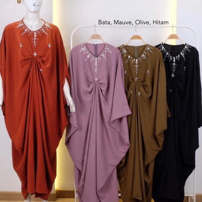 Yovita Kaftan Polos  [Kaftan Kondangan Wanita] cantik fit Hitam Mewah Muslim Panjang Zipper Gamis Cr