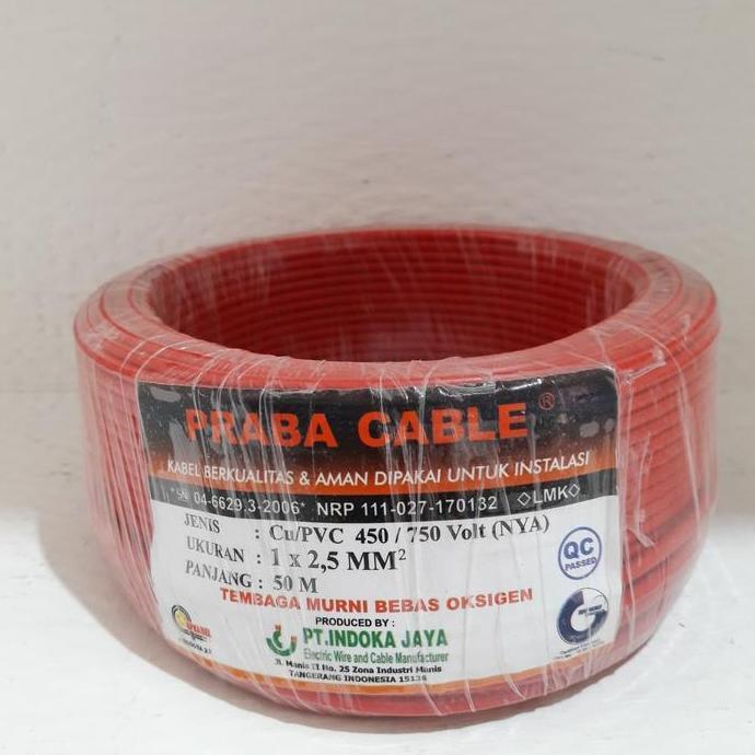 NEW Kabel Listrik Tunggal (NYA 2,5mm) 50m Praba Tembaga