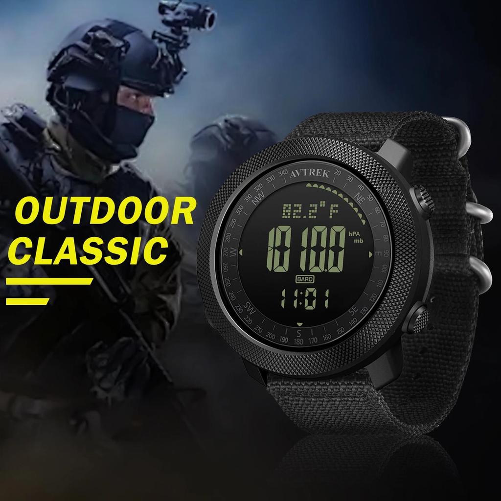 Avtrek Sport Digital Watch Military Army Watches Men's Outdoor Hiking Compass Waterproof Altimeter B