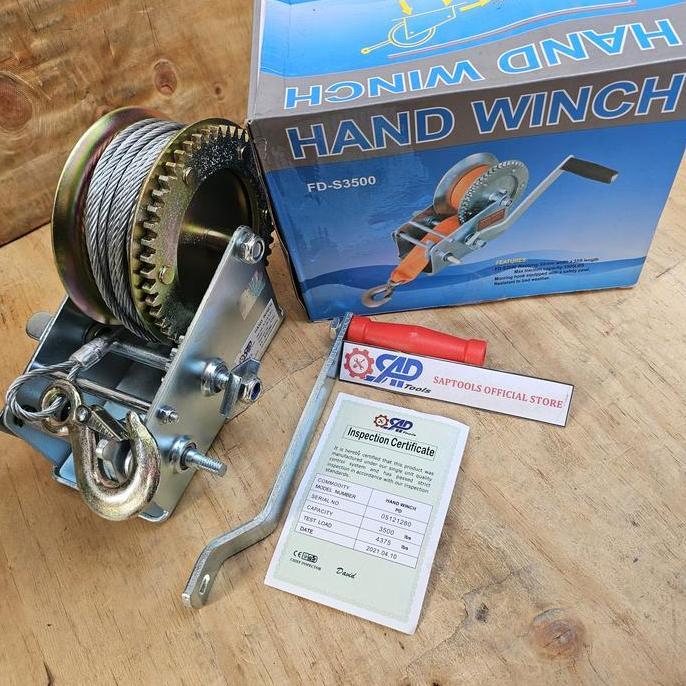 hand winch 3500lbs katrol sling baja 1500kg wire rope winch