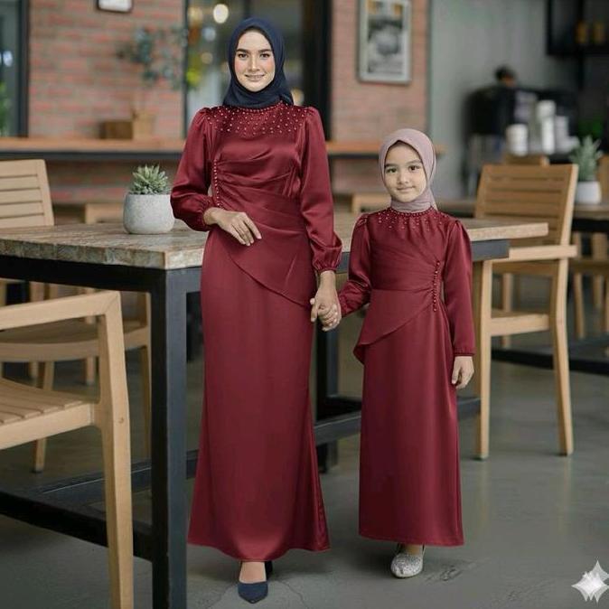 JUAL Dress kondangan ibu dan anak, gamis couple perempuan bredesmed kembaran ibu dan anak Baju Musli
