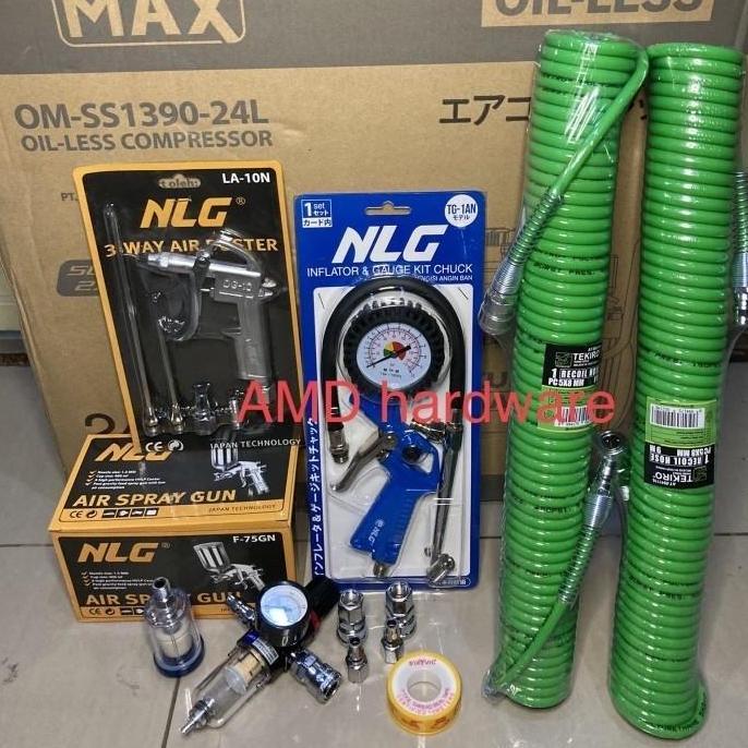 Murah Paket Hemat Ngecat Kompresor Oilless Hs1390 Om-Ss1390 1,75Hp 24L Izumi