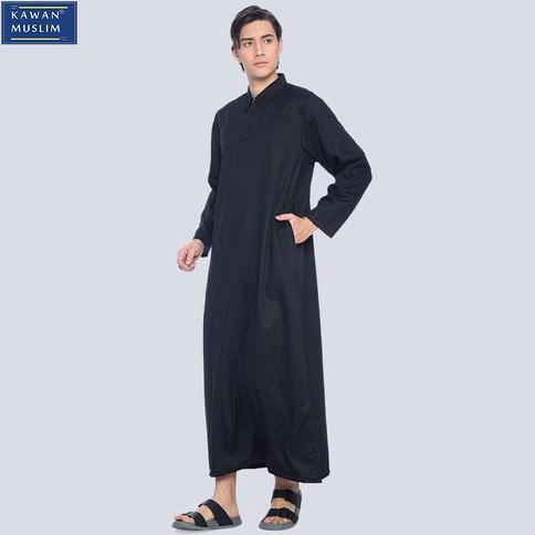 TERKINI Jubah Gamis Pria Dewasa Lengan Panjang Kerah Kemeja Kawan Muslim TERKINI
