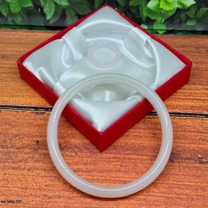 Bargoyer - GELANG BANGLE BATU GIOK NATURAL GELAN GIOK PRIA DAN WANITA BOX MERAH