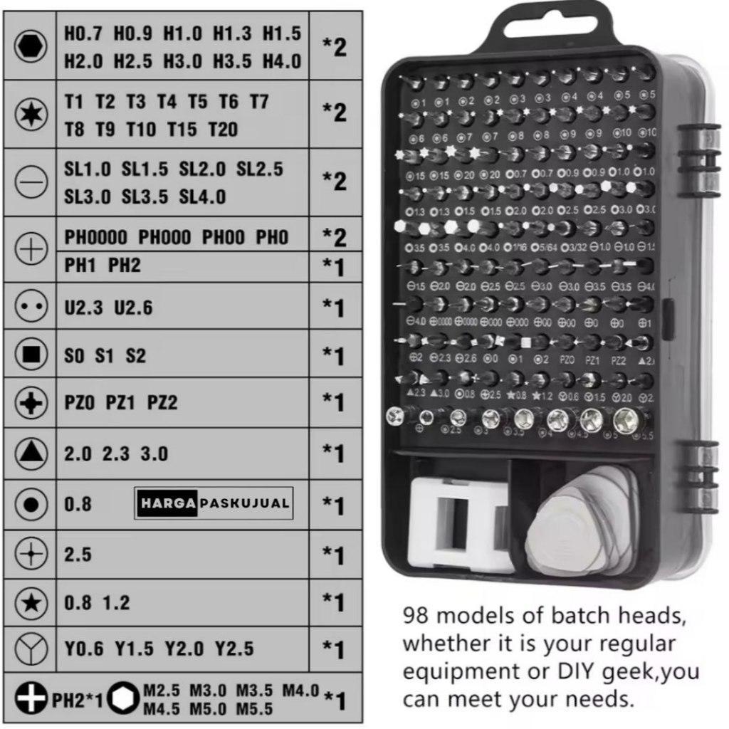 Obeng Set Hp Lengkap Multifungsi Obeng Set Servis Hp Lengkap 115 In 1