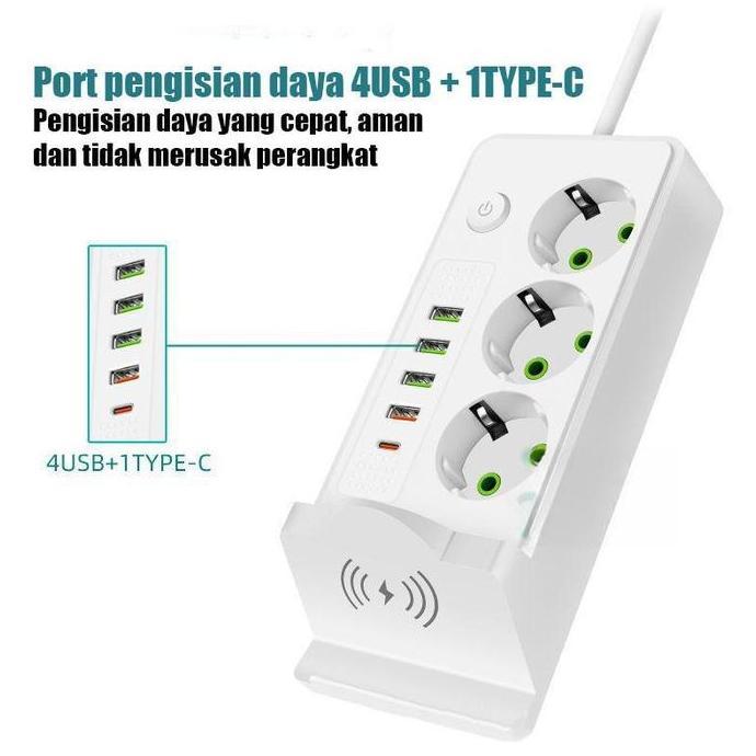 Sadegadiono - Power Strip Socket Charger Stop Kontak Usb Charger Elektrik Type C Pengisian Daya Nirk