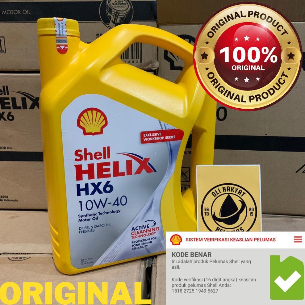 OLI MOBIL SHELL HELIX HX6 10W-40 | HX6 4 LITER | ORIGINAL BARCODE HIJAU ( OLI MESIN MOBIL ) HX6
