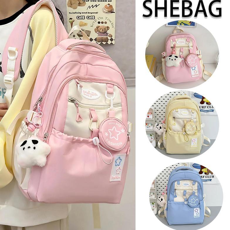 [Widget gratis]Tas Sekolah ins Wanita lucu Tas Ransel Serut Siswa Perempuan volume tinggi tas Bahu K